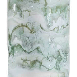Uttermost Jameis Marbled Ceramic Table Lamp with Brass Crystal Accents Linen Shade