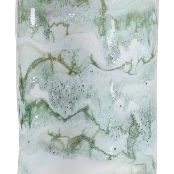 Uttermost Jameis Marbled Ceramic Table Lamp with Brass Crystal Accents Linen Shade