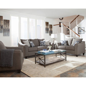 English Elm Tatum Upholstered Loveseat with Flared Arms Welt Trim and Warm Wood Legs B062P357785