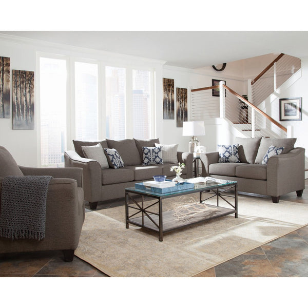 English Elm Tatum Upholstered Loveseat with Flared Arms Welt Trim and Warm Wood Legs B062P357785