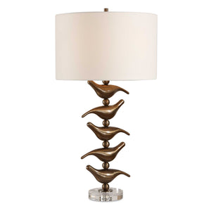 Uttermost Uttermost Songbird Sculptural Iron Table Lamp with Crystal Base and Linen Drum Shade 30778
