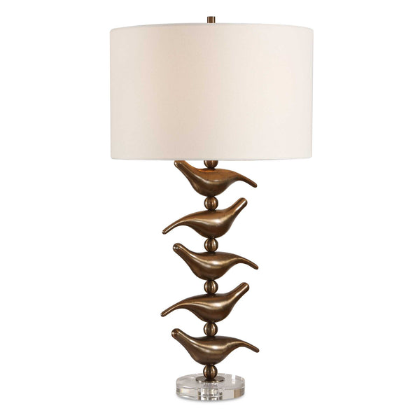 Uttermost Uttermost Songbird Sculptural Iron Table Lamp with Crystal Base and Linen Drum Shade 30778
