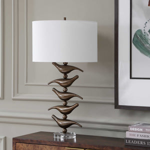 Uttermost Songbird Sculptural Iron Table Lamp with Crystal Base and Linen Drum Shade