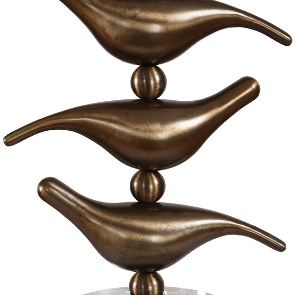 Uttermost Songbird Sculptural Iron Table Lamp with Crystal Base and Linen Drum Shade