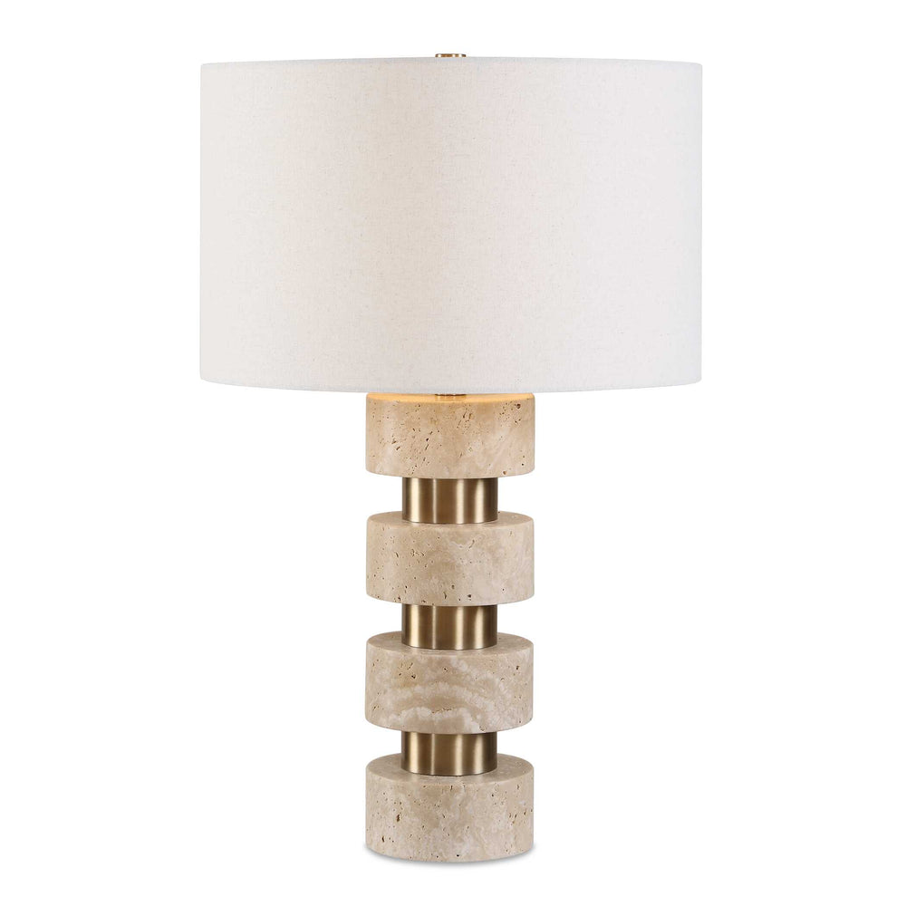 Uttermost Uttermost Makani Stacked Travertine Totem Table Lamp with Antique Gold Iron Accents 30779-1