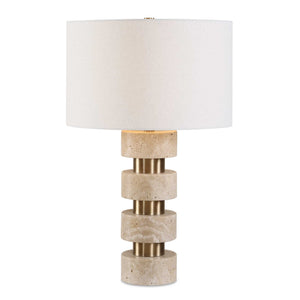 Uttermost Uttermost Makani Stacked Travertine Totem Table Lamp with Antique Gold Iron Accents 30779-1