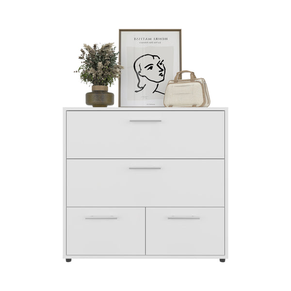 English Elm Dresser, 4-Drawer White Engineered Wood with Sturdy Legs, Modern Compact Design, Eco-Certified Safety B097P369418