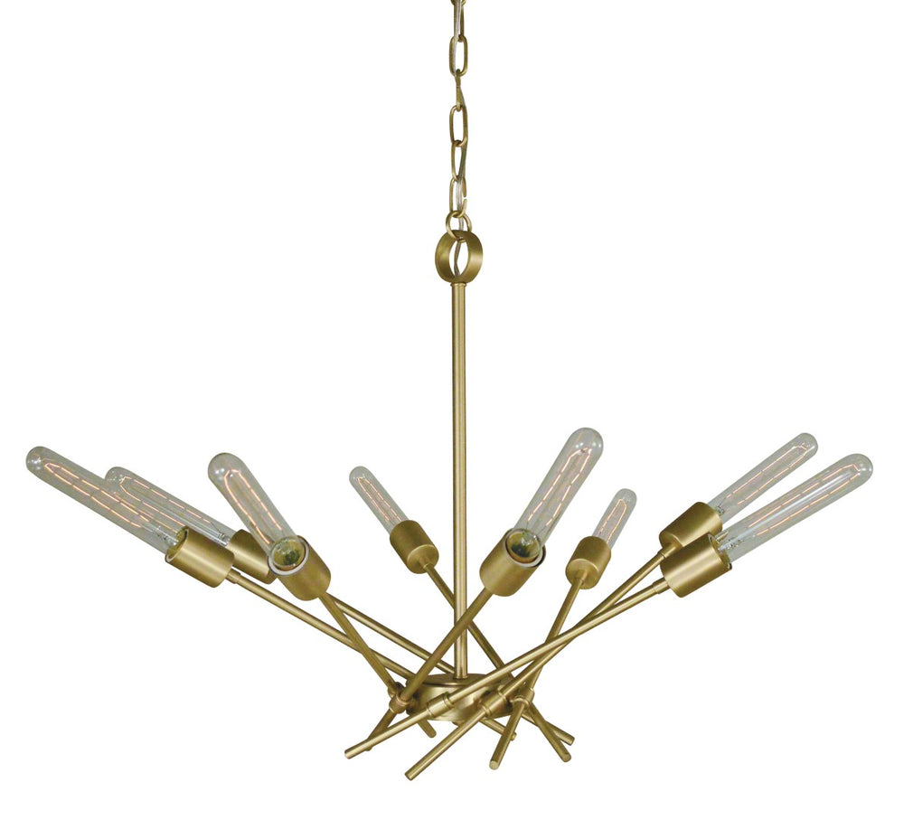 Framburg 8-light Mid-century Modern Quasar Chandelier - Vintage Bulbs For A Stunning Home Ambiance Satin Brass Metal 3078 Sb