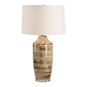 Uttermost Uttermost Schneider Ceramic Table Lamp with Drip Glaze Antique Brass and Linen Shade 30781