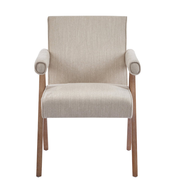 English Elm Christopher Knight Home® - Poppy Fabric Upholstered Dining Armchair with Plush Cushioning and Durable Rubberwood Legs for Style Beige,Natural 30 L x 27 W x 23 H N776P202652I