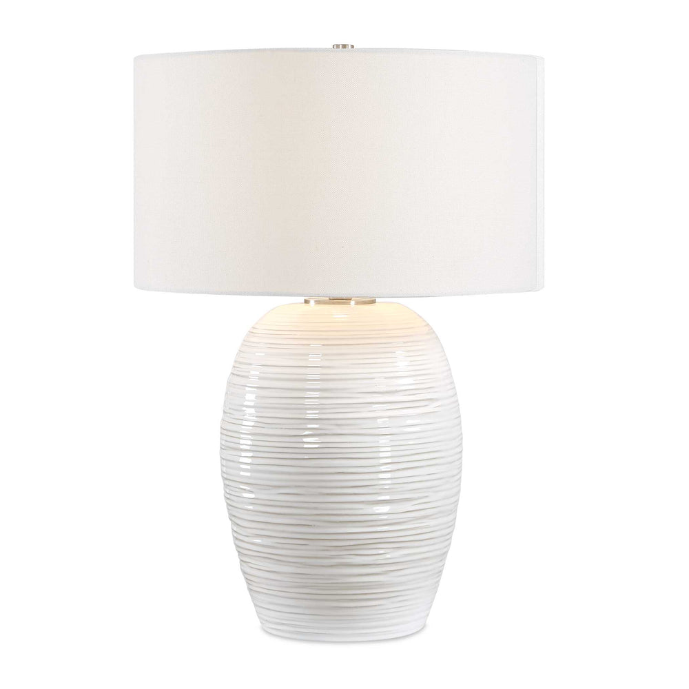 Uttermost Uttermost Alkman Ribbed Ceramic Table Lamp with White Linen Shade Coastal Accent 30783