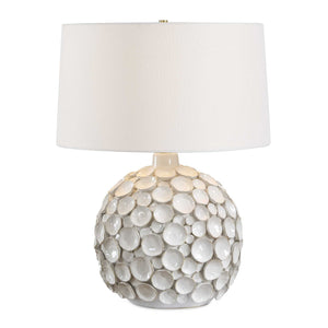 Uttermost Uttermost Sculptural Petal Ceramic Table Lamp with Linen Shade and Brass Accents 30784-1