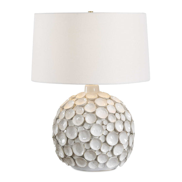 Uttermost Uttermost Sculptural Petal Ceramic Table Lamp with Linen Shade and Brass Accents 30784-1