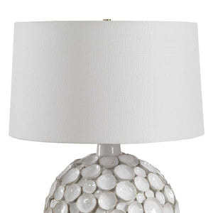 Uttermost Sculptural Petal Ceramic Table Lamp with Linen Shade and Brass Accents