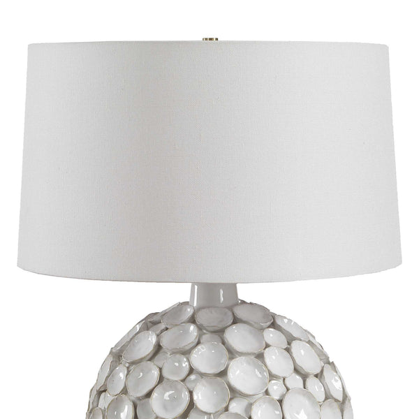 Uttermost Sculptural Petal Ceramic Table Lamp with Linen Shade and Brass Accents