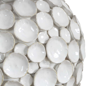 Uttermost Sculptural Petal Ceramic Table Lamp with Linen Shade and Brass Accents