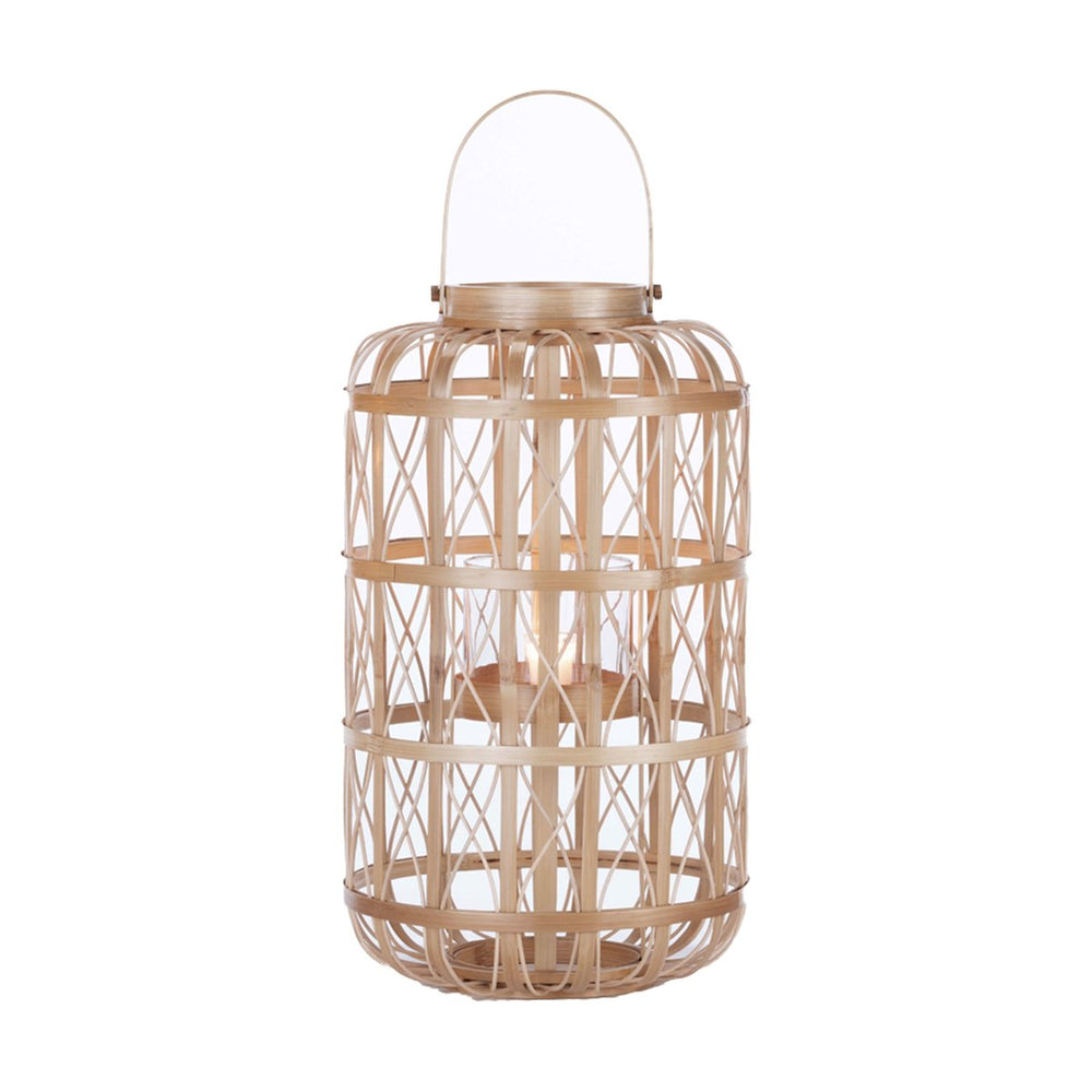 Chelsea House Harbour Rattan Lantern Medium — Handcrafted 35" Coastal Lattice Lantern For Tabletop, Mantel & Entryway 30785398