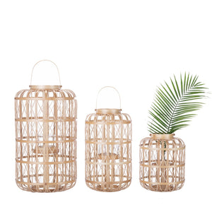 Chelsea House Harbour Rattan Lantern Medium — Handcrafted 35" Coastal Lattice Lantern For Tabletop, Mantel & Entryway 30785398
