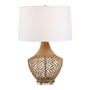 Uttermost Uttermost Samori Handwoven Rattan Table Lamp with Linen Shade and Brass Accents 30786-1