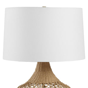 Uttermost Samori Handwoven Rattan Table Lamp with Linen Shade and Brass Accents