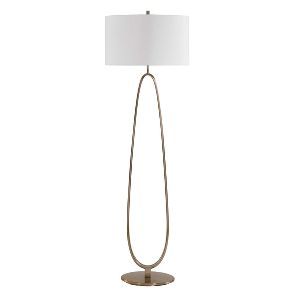 Uttermost Tordin Oval Iron Frame Floor Lamp with Linen Shade for Modern Interiors