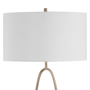 Uttermost Tordin Oval Iron Frame Floor Lamp with Linen Shade for Modern Interiors