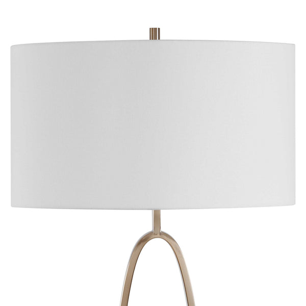 Uttermost Tordin Oval Iron Frame Floor Lamp with Linen Shade for Modern Interiors