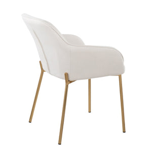 English Elm Contemporary Bucket Chair Set of 2 Cream Velvet Upholstered with Slim Black Metal Legs B202S01343