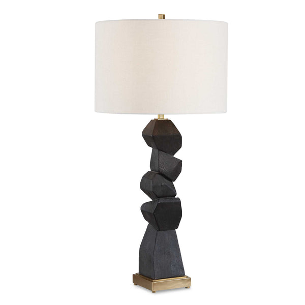 Uttermost Uttermost Demelo Walnut Block Base Linen Drum Shade Table Lamp for Modern Interiors 30791