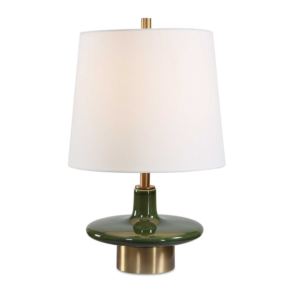 Uttermost Uttermost Sieler Moss Green Ceramic Table Lamp with Antique Brass Mid-century Style 30792-1