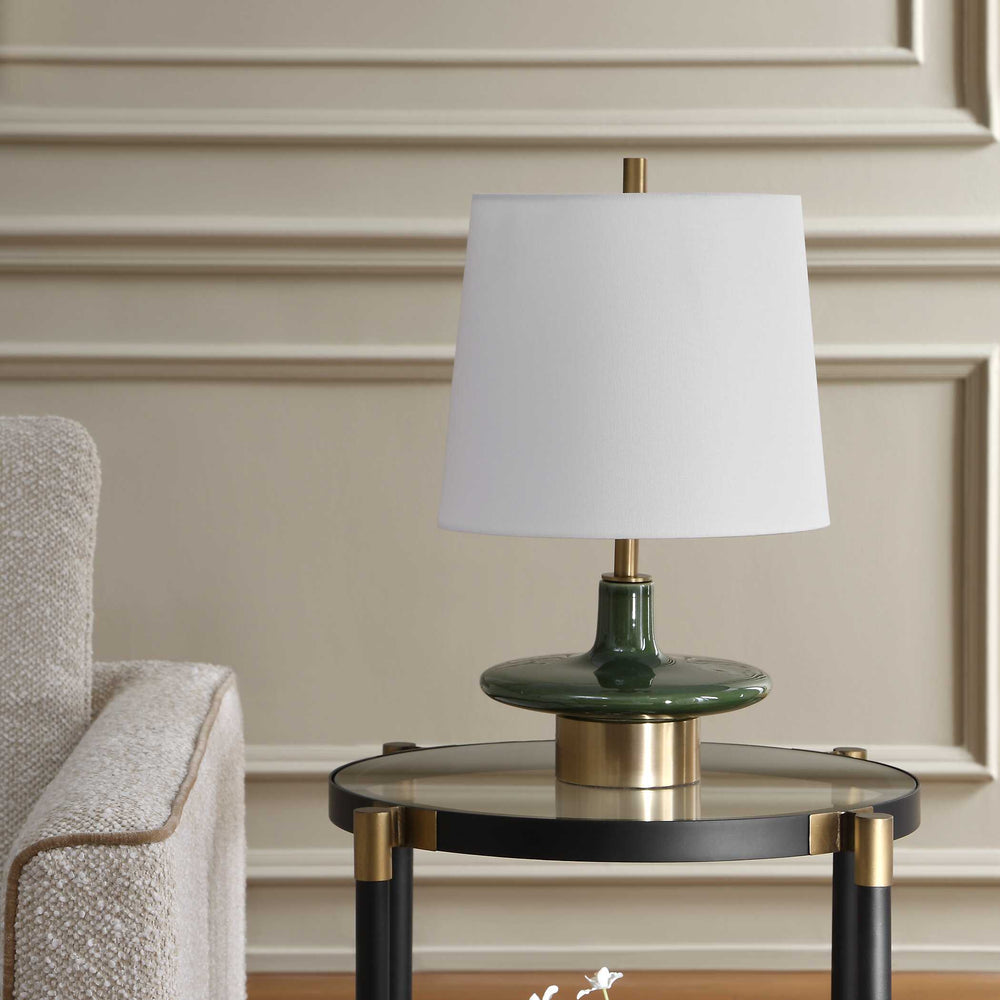 Uttermost Uttermost Sieler Moss Green Ceramic Table Lamp with Antique Brass Mid-century Style 30792-1