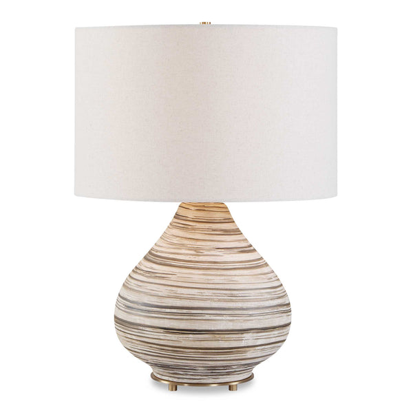 Uttermost Uttermost Azura Ceramic Table Lamp with Linen Drum Shade and Antique Brass Accents 30794-1