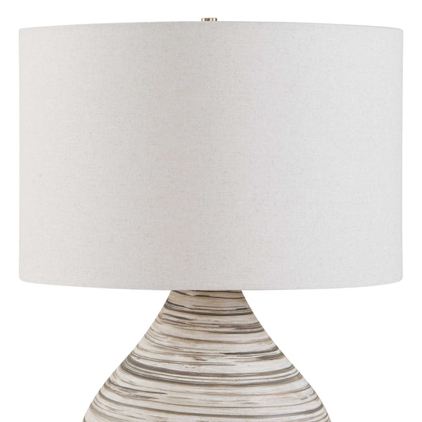 Uttermost Azura Ceramic Table Lamp with Linen Drum Shade and Antique Brass Accents