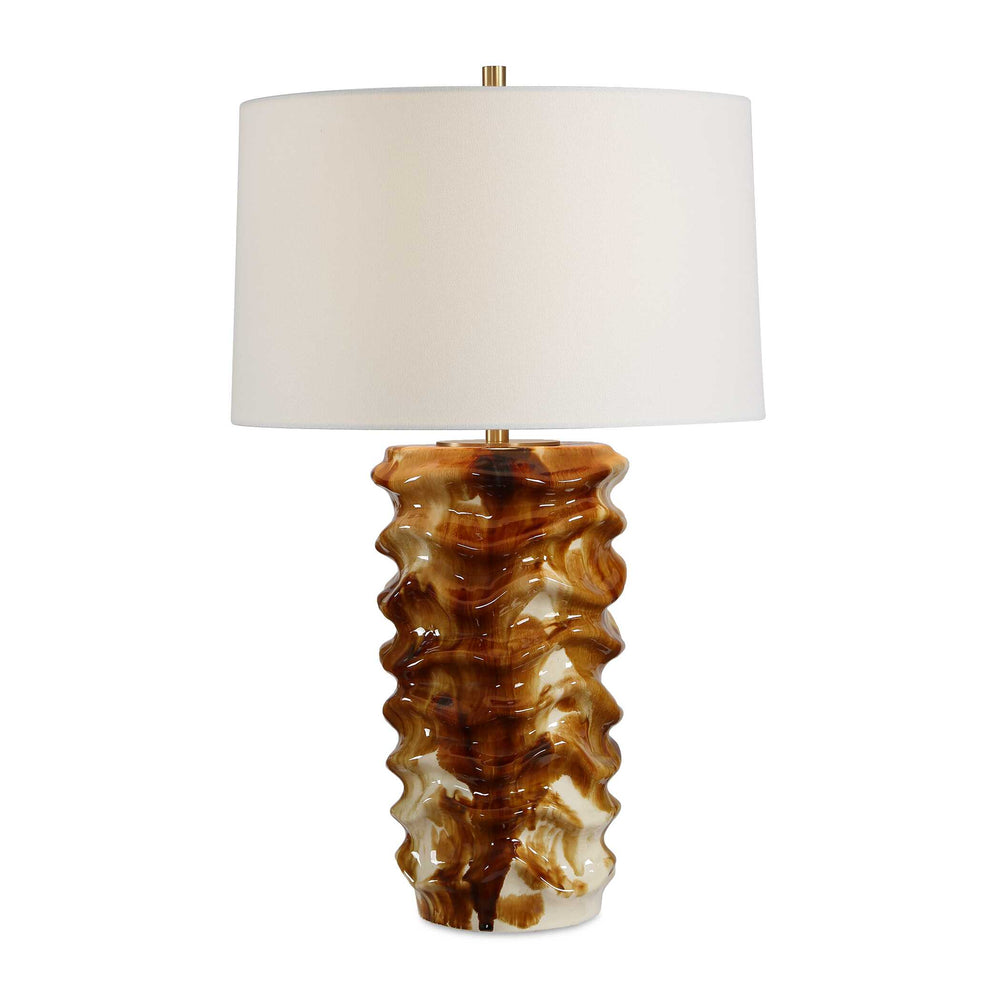 Uttermost Uttermost Bassa Glazed Ceramic Table Lamp with Linen Shade and Antique Brass Hardware 30795
