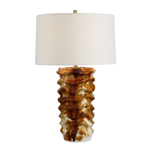 Uttermost Uttermost Bassa Glazed Ceramic Table Lamp with Linen Shade and Antique Brass Hardware 30795