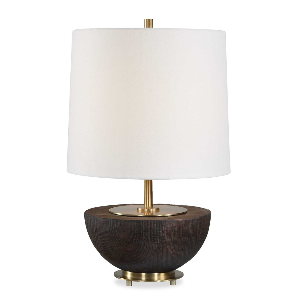 Uttermost Uttermost Kalo Mahogany Antique Brass Table Lamp with Linen Drum Shade 30797-1
