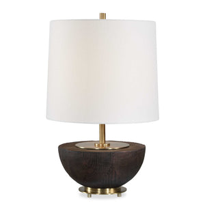 Uttermost Uttermost Kalo Mahogany Antique Brass Table Lamp with Linen Drum Shade 30797-1