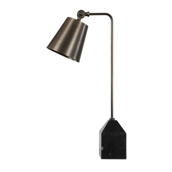 Uttermost Hutchinson Golden Bronze Task Lamp with Pivoting Shade and Marble Base
