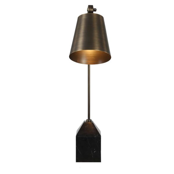 Uttermost Hutchinson Golden Bronze Task Lamp with Pivoting Shade and Marble Base