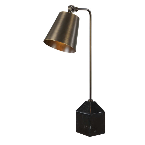 Uttermost Hutchinson Golden Bronze Task Lamp with Pivoting Shade and Marble Base