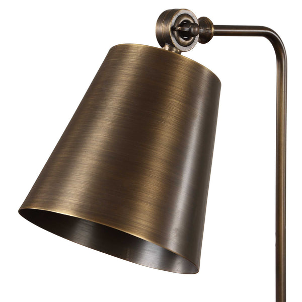 Uttermost Hutchinson Golden Bronze Task Lamp with Pivoting Shade and Marble Base