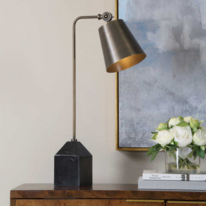 Uttermost Hutchinson Golden Bronze Task Lamp with Pivoting Shade and Marble Base