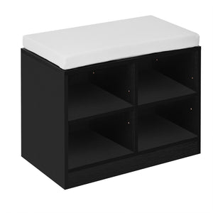 English Elm U_style Entryway Console Set with Wavy Doors Cushioned Bench and Adjustable Shoe Storage N711P345166B