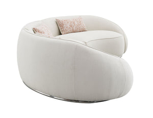 English Elm Sahara Beige Boucle Sectional Sofa with 3 Pillows — Modern Stainless Steel Base, Pocket Coil Comfort and Durable Wood Frame B2726S00249