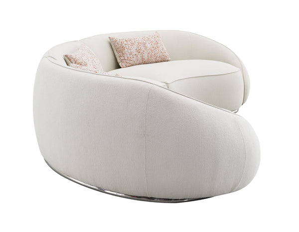 English Elm Sahara Beige Boucle Sectional Sofa with 3 Pillows — Modern Stainless Steel Base, Pocket Coil Comfort and Durable Wood Frame B2726S00249