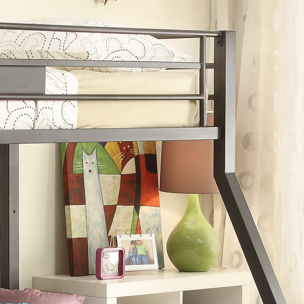 English Elm Sandy Twin-Over-Full Bunk Bed with 20-Slat Support, Full-Length Guardrail & Reversible Ladder, Sandy Brown Finish B062S00522