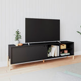 Manhattan Comfort Bowery Mid-Century Modern TV Stand Black and Oak 307AMC182