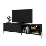 Manhattan Comfort Bowery Mid-Century Modern TV Stand Black and Oak 307AMC182