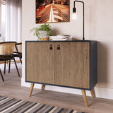 Amber Accent Cabinet in Blue and Nature 307GFX2 Manhattan Comfort