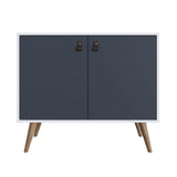 Amber Accent Cabinet in White and Blue 307GFX3 Manhattan Comfort